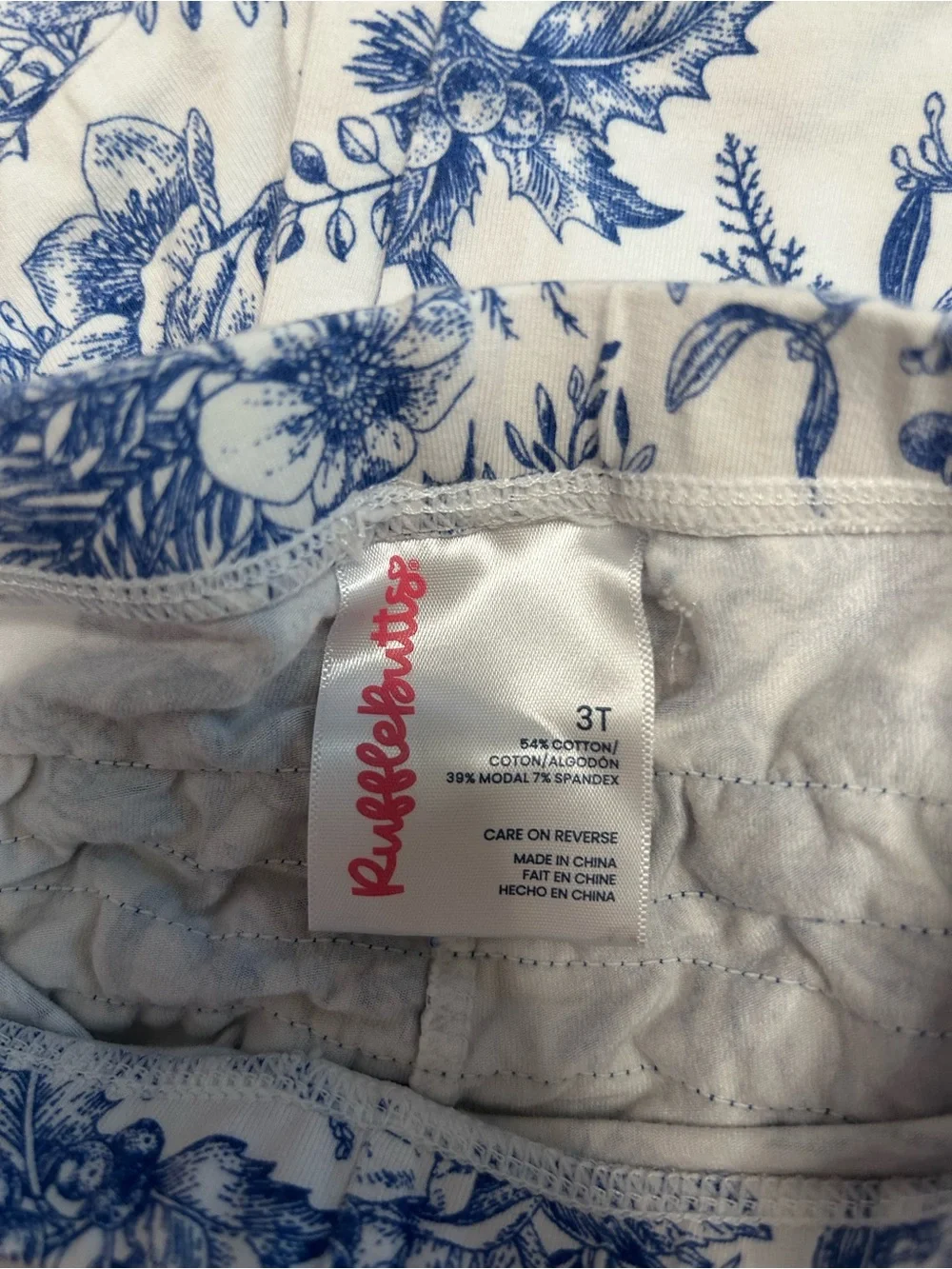 Ruffle Butts Blue & White Floral Long Sleeve Tee